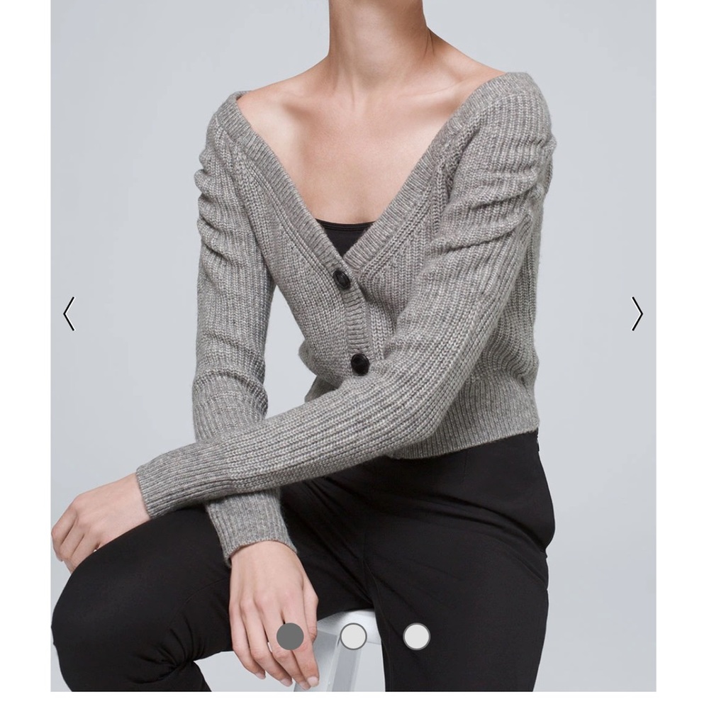 White House Black Market Off-The-Shoulder Cardigan gray